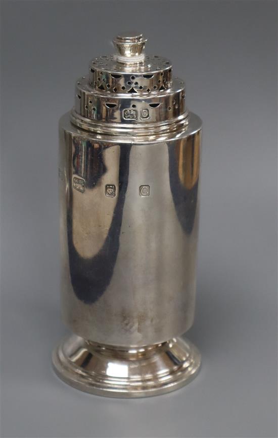 An Art Deco silver sugar caster, by Hicklenton & Phillips, London, 1938, 7.5 oz.